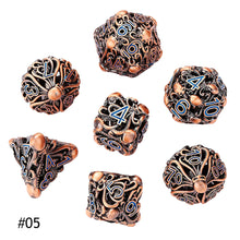 Load image into Gallery viewer, Hollow Metal Dice Octopus New Style D&D Dice 7 PCs DND Dice Polyhedral Dice Set For Role Playing Game MTG Pathfinder
