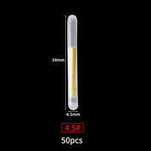 Load image into Gallery viewer, 50PCS/lot 2.2-4.5mm Light Night Fishing Float Rod Lights Dark Glow Stick Useful Fishing Fluorescent Lightstick