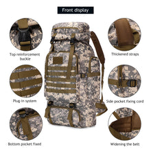 Load image into Gallery viewer, 80L Waterproof Molle Camo Tactical Backpack Military Army Hiking Camping Backpack Travel Rucksack Outdoor Sports Climbing Bag