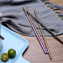 Load image into Gallery viewer, Reusable Drinking Straw 304 Stainless Steel Straws Straight Bent Metal Straw with Cleaner Brush Pouch Set Party Bar for Smoothies Cocktails Bar Accessories
