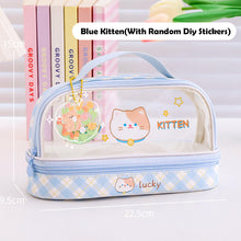 Load image into Gallery viewer, Large Capacity Pencil Bag For Girls Pencil Pouch Wash Makeup Bag With Zipper Cosmetic Bag Double Layer Design