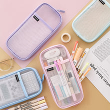 Load image into Gallery viewer, Transparent Mesh Pencil Case Large Capacity Pen Bag Ice Cream Color Storage Pouch Net Pen Box Exam Special Organizer for Stationery