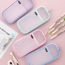 Load image into Gallery viewer, Transparent Mesh Pencil Case Large Capacity Pen Bag Ice Cream Color Storage Pouch Net Pen Box Exam Special Organizer for Stationery