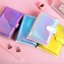 Load image into Gallery viewer, Creative Macaron Laser Color Hand Book A6 Notepad 6 Ring Binder Notebook Cover Agenda Organizer Journal Kawaii Stationery