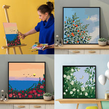 Load image into Gallery viewer, 20*20cm INS Flower DIY Painting Framed Canvas Painting Paint By Numbers Digital Painting Drawing Practice Birthday Gift Home Bedroom Wall Decoration