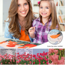 Load image into Gallery viewer, 20*20cm INS Tulip Flower DIY Painting Framed Canvas Painting Paint By Numbers Digital Painting Drawing Practice Birthday Gift Home Bedroom Wall Decoration