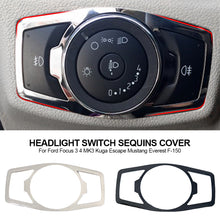 Load image into Gallery viewer, Stainless Steel Car Headlight Switch Sequins Cover Trim Stickers For Ford Focus 3 4 MK3 Kuga Escape Mustang Everest F-150