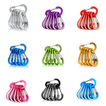Load image into Gallery viewer, 6/12pcs Multifunction Small Carabiner Clips Outdoor Camping Tool Mountaineering Buckle Steel Fishing Climbing Acessories