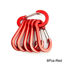 Load image into Gallery viewer, 6/12pcs Multifunction Small Carabiner Clips Outdoor Camping Tool Mountaineering Buckle Steel Fishing Climbing Acessories
