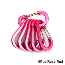 Load image into Gallery viewer, 6/12pcs Multifunction Small Carabiner Clips Outdoor Camping Tool Mountaineering Buckle Steel Fishing Climbing Acessories
