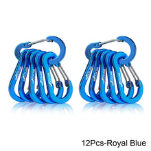 Load image into Gallery viewer, 6/12pcs Multifunction Small Carabiner Clips Outdoor Camping Tool Mountaineering Buckle Steel Fishing Climbing Acessories
