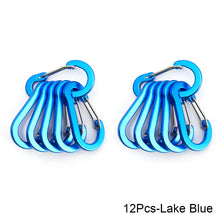 Load image into Gallery viewer, 6/12pcs Multifunction Small Carabiner Clips Outdoor Camping Tool Mountaineering Buckle Steel Fishing Climbing Acessories