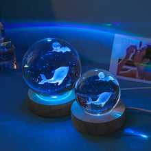 Load image into Gallery viewer, Crystal Ball with Light Base Night Lamp 3D Laser Engraved Sphere Ball Gifts Glass Ball with Wooden Base Christmas Gifts Valentines' Day Gifts for Girlfriends