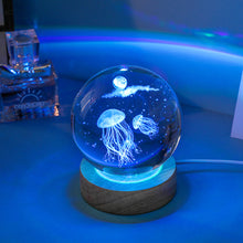 Load image into Gallery viewer, Crystal Ball with Light Base Night Lamp 3D Laser Engraved Sphere Ball Gifts Glass Ball with Wooden Base Christmas Gifts Valentines' Day Gifts for Girlfriends