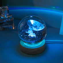 Load image into Gallery viewer, Crystal Ball with Light Base Night Lamp 3D Laser Engraved Sphere Ball Gifts Glass Ball with Wooden Base Christmas Gifts Valentines' Day Gifts for Girlfriends