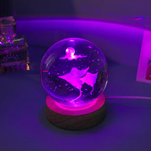 Load image into Gallery viewer, Crystal Ball with Light Base Night Lamp 3D Laser Engraved Sphere Ball Gifts Glass Ball with Wooden Base Christmas Gifts Valentines' Day Gifts for Girlfriends