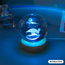 Load image into Gallery viewer, Crystal Ball with Light Base Night Lamp 3D Laser Engraved Sphere Ball Gifts Glass Ball with Wooden Base Christmas Gifts Valentines' Day Gifts for Girlfriends