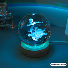 Load image into Gallery viewer, Crystal Ball with Light Base Night Lamp 3D Laser Engraved Sphere Ball Gifts Glass Ball with Wooden Base Christmas Gifts Valentines' Day Gifts for Girlfriends