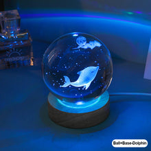 Load image into Gallery viewer, Crystal Ball with Light Base Night Lamp 3D Laser Engraved Sphere Ball Gifts Glass Ball with Wooden Base Christmas Gifts Valentines' Day Gifts for Girlfriends