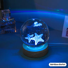 Load image into Gallery viewer, Crystal Ball with Light Base Night Lamp 3D Laser Engraved Sphere Ball Gifts Glass Ball with Wooden Base Christmas Gifts Valentines' Day Gifts for Girlfriends