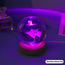 Load image into Gallery viewer, Crystal Ball with Light Base Night Lamp 3D Laser Engraved Sphere Ball Gifts Glass Ball with Wooden Base Christmas Gifts Valentines' Day Gifts for Girlfriends