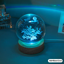 Load image into Gallery viewer, Crystal Ball with Light Base Night Lamp 3D Laser Engraved Sphere Ball Gifts Glass Ball with Wooden Base Christmas Gifts Valentines' Day Gifts for Girlfriends