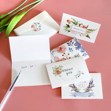 Load image into Gallery viewer, 6pcs Christmas New Year Thank You Greeting Cards Set with Envelope Sticker Wedding Birthday Party Flower Green Leaves Appreciation Cards