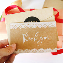 Load image into Gallery viewer, 6pcs Christmas New Year Thank You Greeting Cards Set with Envelope Sticker Wedding Birthday Party Flower Green Leaves Appreciation Cards