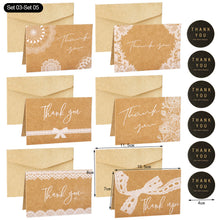 Load image into Gallery viewer, 6pcs Christmas New Year Thank You Greeting Cards Set with Envelope Sticker Wedding Birthday Party Flower Green Leaves Appreciation Cards