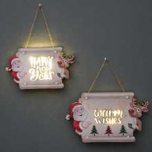 Load image into Gallery viewer, Merry Christmas Happy Newyear Decoration Light Board for Door Christmas Tree Light Wall Hanging Lamp Xmas Wood Decoration with Light Gifts