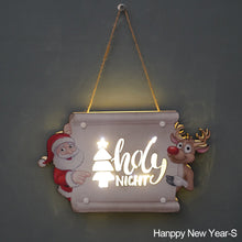 Load image into Gallery viewer, Merry Christmas Happy Newyear Decoration Light Board for Door Christmas Tree Light Wall Hanging Lamp Xmas Wood Decoration with Light Gifts
