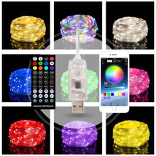 Load image into Gallery viewer, 10M/20M USB Christmas Tree LED String Lights with Smart Bluetooth App Remote Control Christmas Home Decor Fairy Lights Garland