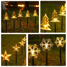 Load image into Gallery viewer, Solar Power Garden Light Christmas Candy Cane Snowflake Light Outdoor LED Waterproof Garden Ground Plug Light New Year Warm Atmosphere