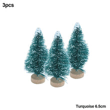 Load image into Gallery viewer, 3Pcs 4.5-12.5cm Mini Christmas Tree Gold Green Small Pine Tree Sisal Silk Cedar New Year Xmas Party Ornaments Navidad