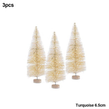 Load image into Gallery viewer, 3Pcs 4.5-12.5cm Mini Christmas Tree Gold Green Small Pine Tree Sisal Silk Cedar New Year Xmas Party Ornaments Navidad