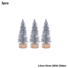 Load image into Gallery viewer, 3Pcs 4.5-12.5cm Mini Christmas Tree Gold Green Small Pine Tree Sisal Silk Cedar New Year Xmas Party Ornaments Navidad