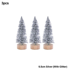 Load image into Gallery viewer, 3Pcs 4.5-12.5cm Mini Christmas Tree Gold Green Small Pine Tree Sisal Silk Cedar New Year Xmas Party Ornaments Navidad