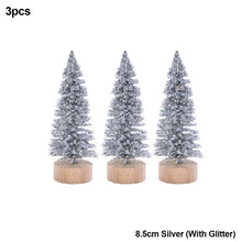 Load image into Gallery viewer, 3Pcs 4.5-12.5cm Mini Christmas Tree Gold Green Small Pine Tree Sisal Silk Cedar New Year Xmas Party Ornaments Navidad