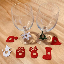 Load image into Gallery viewer, 10Pcs Felt Wine Glass Ring Card Christmas Cup Decoration Card Home Decoration Table Xmas New Year Eve Party Supplies