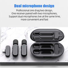Load image into Gallery viewer, K61 2 in 1 Portable Mini Lavaliere Mic Wireless Dual Lapel Lavalier Microphone with Charging for iPhone