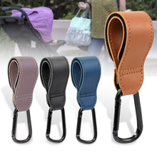 Load image into Gallery viewer, 1/2pcs Baby Bag Stroller Hook Wheelchair Pram Carriage Bag Hanger PU Leather 360° Rotatable Cart Organizer Shopping Bag Clip