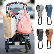 Load image into Gallery viewer, 1/2pcs Baby Bag Stroller Hook Wheelchair Pram Carriage Bag Hanger PU Leather 360° Rotatable Cart Organizer Shopping Bag Clip