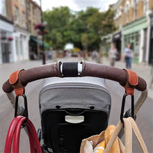Load image into Gallery viewer, 1/2pcs Baby Bag Stroller Hook Wheelchair Pram Carriage Bag Hanger PU Leather 360° Rotatable Cart Organizer Shopping Bag Clip