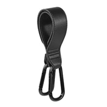 Load image into Gallery viewer, 1pc Baby Bag Stroller Hook Wheelchair Pram Carriage Bag Hanger PU Leather 360° Rotatable Double Head Cart Organizer Shopping Bag Clip