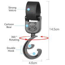 Load image into Gallery viewer, 2pcs Baby Bag Stroller Hook Wheelchair Pram Carriage Bag Hanger 360° Rotatable Cart Organizer Shopping Bag Clip