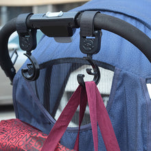 Load image into Gallery viewer, 2pcs Baby Bag Stroller Hook Wheelchair Pram Carriage Bag Hanger 360° Rotatable Cart Organizer Shopping Bag Clip