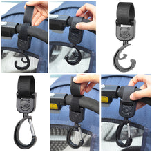 Load image into Gallery viewer, 2pcs Baby Bag Stroller Hook Wheelchair Pram Carriage Bag Hanger 360° Rotatable Cart Organizer Shopping Bag Clip