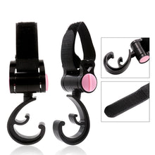 Load image into Gallery viewer, 2pcs Baby Bag Stroller Hook Wheelchair Pram Carriage Bag Hanger 360° Rotatable Cart Organizer Shopping Bag Clip
