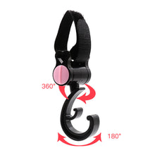 Load image into Gallery viewer, 2pcs Baby Bag Stroller Hook Wheelchair Pram Carriage Bag Hanger 360° Rotatable Cart Organizer Shopping Bag Clip