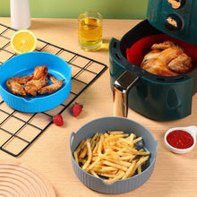 Load image into Gallery viewer, Silicone Air Fryer Baking Tray Pot Reusable Ultra Thin Round Home Kitchen Pizza Mat With Handles No-Stick Grill Accessories